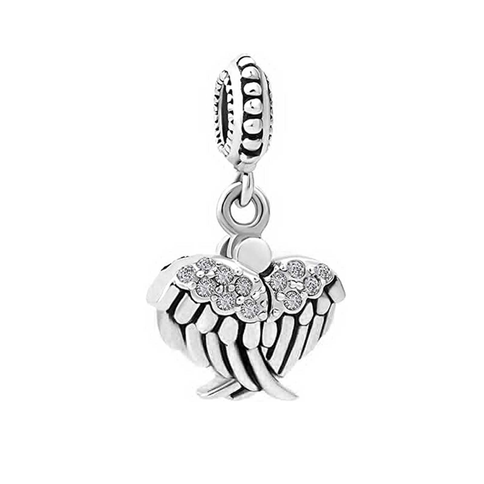 KunBead Angel Wing Feather & Star Dangle Charms - Compatible with Pandora Bracelets for Women & Girls - Jewelry Charms for Necklaces & Bracelets - Perfect for Gifts, Everyday Wear & Special Occasions
