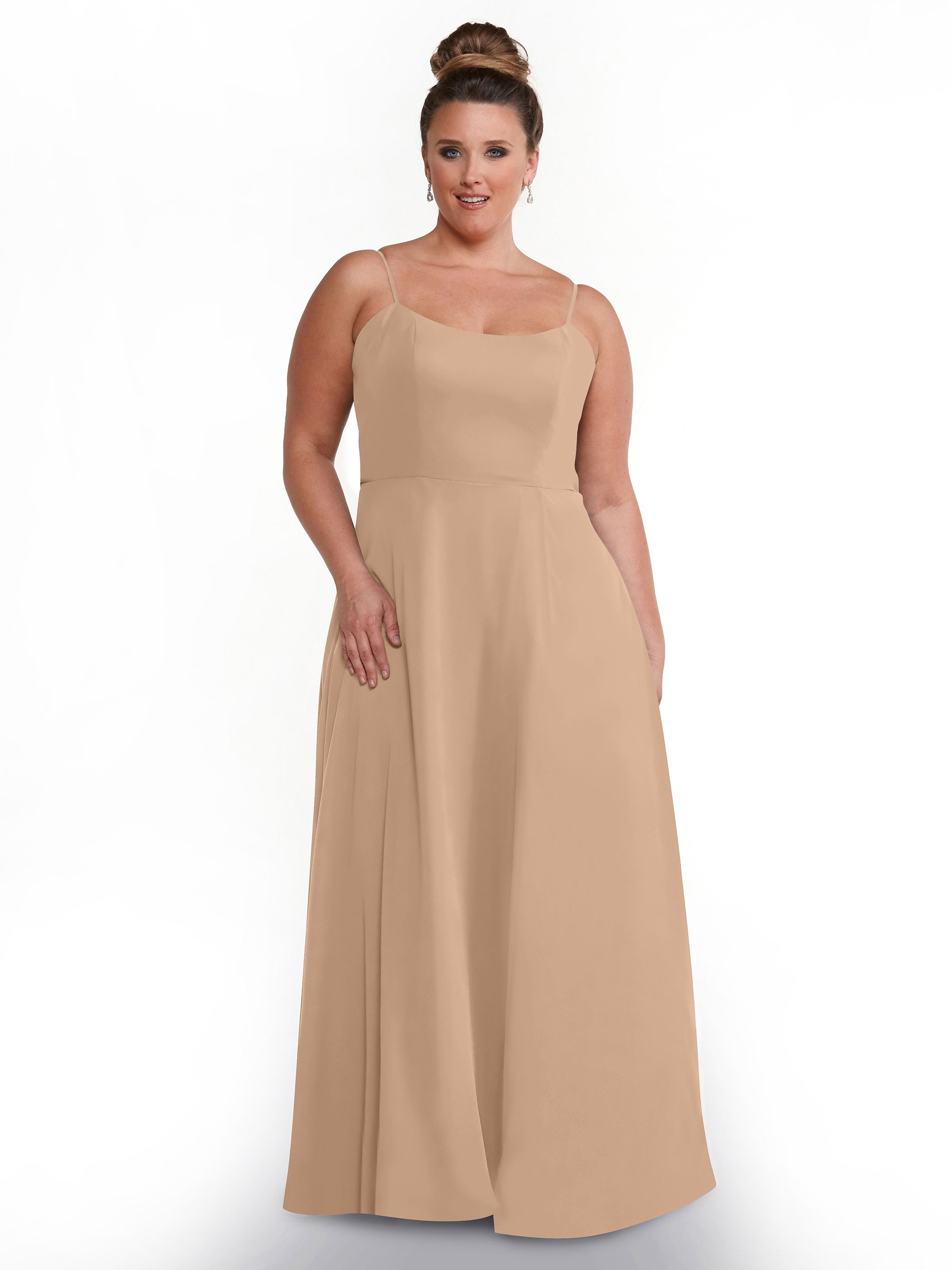 Elegant A-Line Bridesmaid Dress with Flowy Chiffon Skirt & Thigh Slit - Perfect for Weddings, Formal Events & Special Occasions