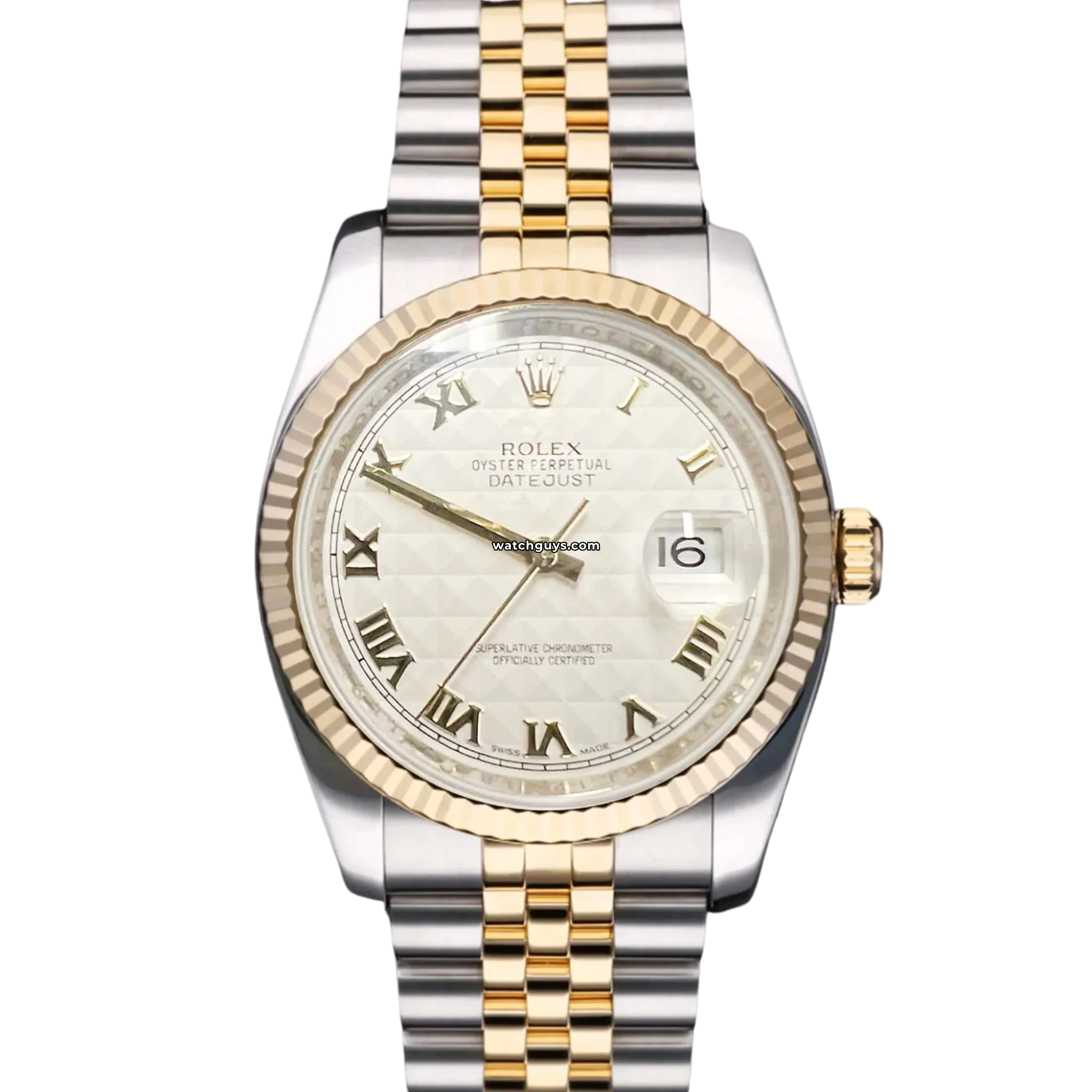 Rolex Datejust 36mm 116233 Men's Watch with Ivory Pyramid Dial - Luxury Timepiece for Business, Formal & Special Occasions