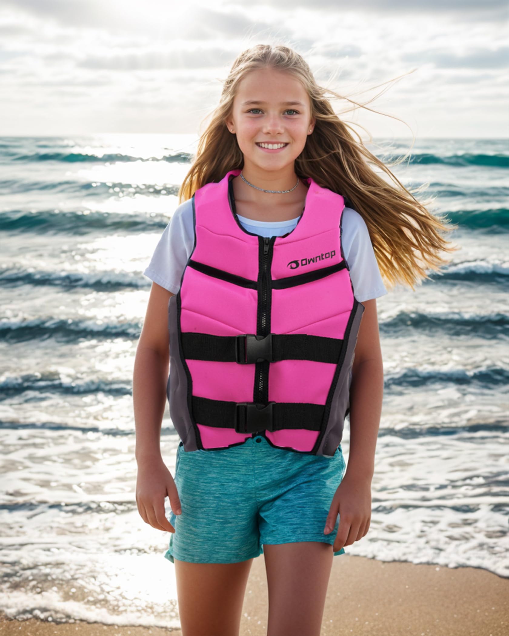 **Owntop Youth Kids Swim Vest - Lightweight & Quick-Dry Adjustable Buoyancy Aid for 50-125 lbs - Perfect for Swimming Training, Kayaking, Boating & Water Sports**    *(Ideal for Pool, Beach, Lake & Ocean Safety - Great for Beginners & Young Swimmers!)*