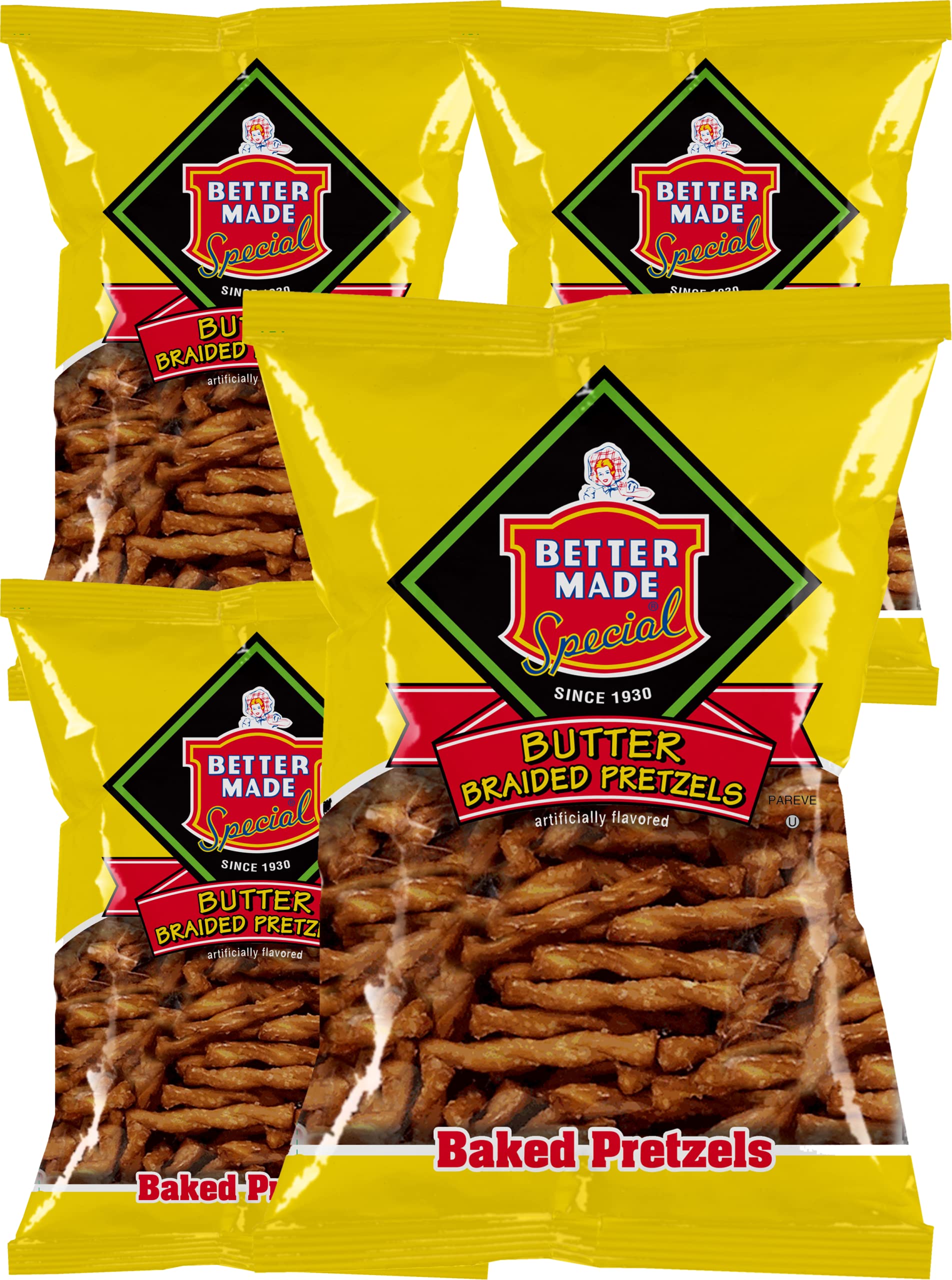 Better Made Baked Butter Braid Pretzels 12oz (4-Pack) - Crunchy, Salty & Delicious Healthy Snacks | Family-Owned Artisan Bakery | Perfect for Parties, School Lunches & On-the-Go Snacking