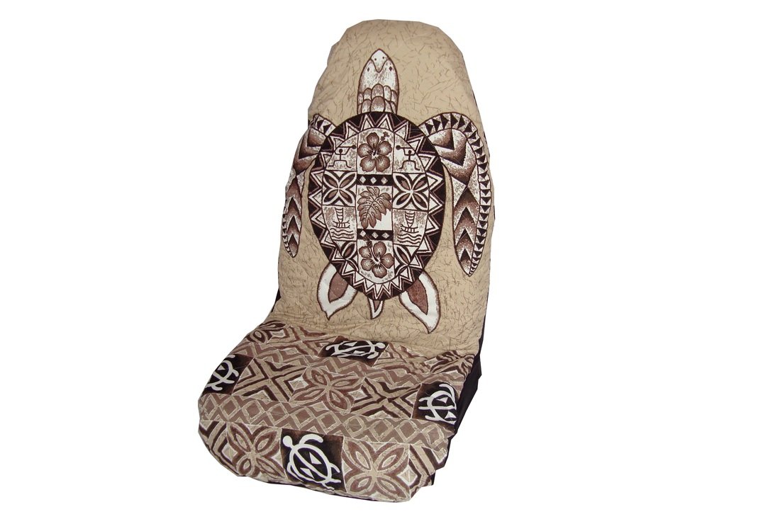 Premium Brown Honu Sea Turtle Hawaiian Car Seat Covers - Standard Size Set of 2 for Front Seats - Tropical Themed Car Accessories for Beach Lovers & Hawaii Travel Enthusiasts