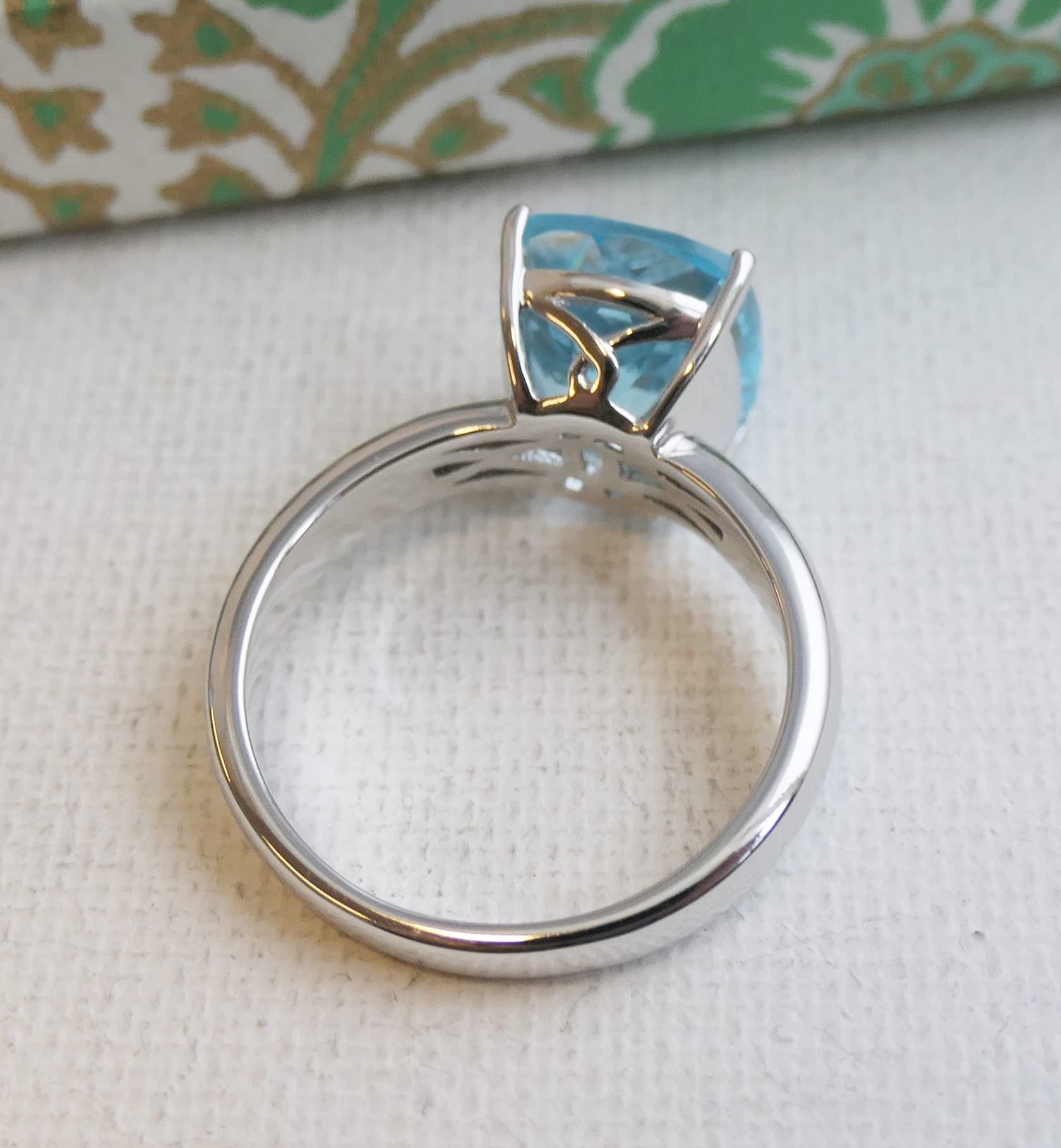 Blue Topaz Cushion Cut Sterling Silver Ring - Natural December Birthstone Jewelry - Handmade Women's Ring for Birthday, Valentine's Day & Mother's Day Gifts - Size 7 (Perfect for Engagement, Anniversary, Christmas Presents & Everyday Elegant Wear)