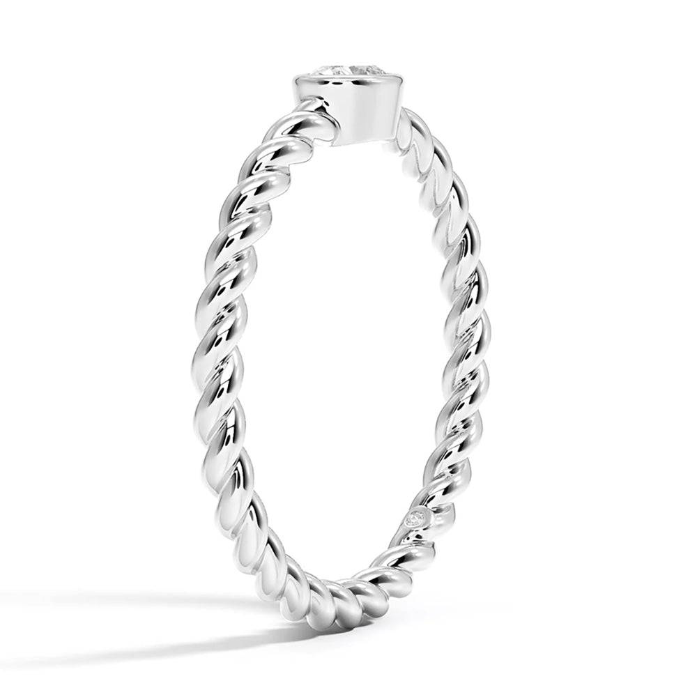 Lab Grown Oval Diamond Rope Promise Ring for Women - 14K White Gold Engagement Ring for Her - Perfect Anniversary, Valentine's Day or Proposal Gift