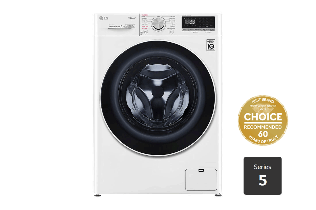 LG 9kg Front Load Washing Machine with Steam Function - Energy Efficient, Quiet Operation for Laundry Room, Apartment & Small Spaces