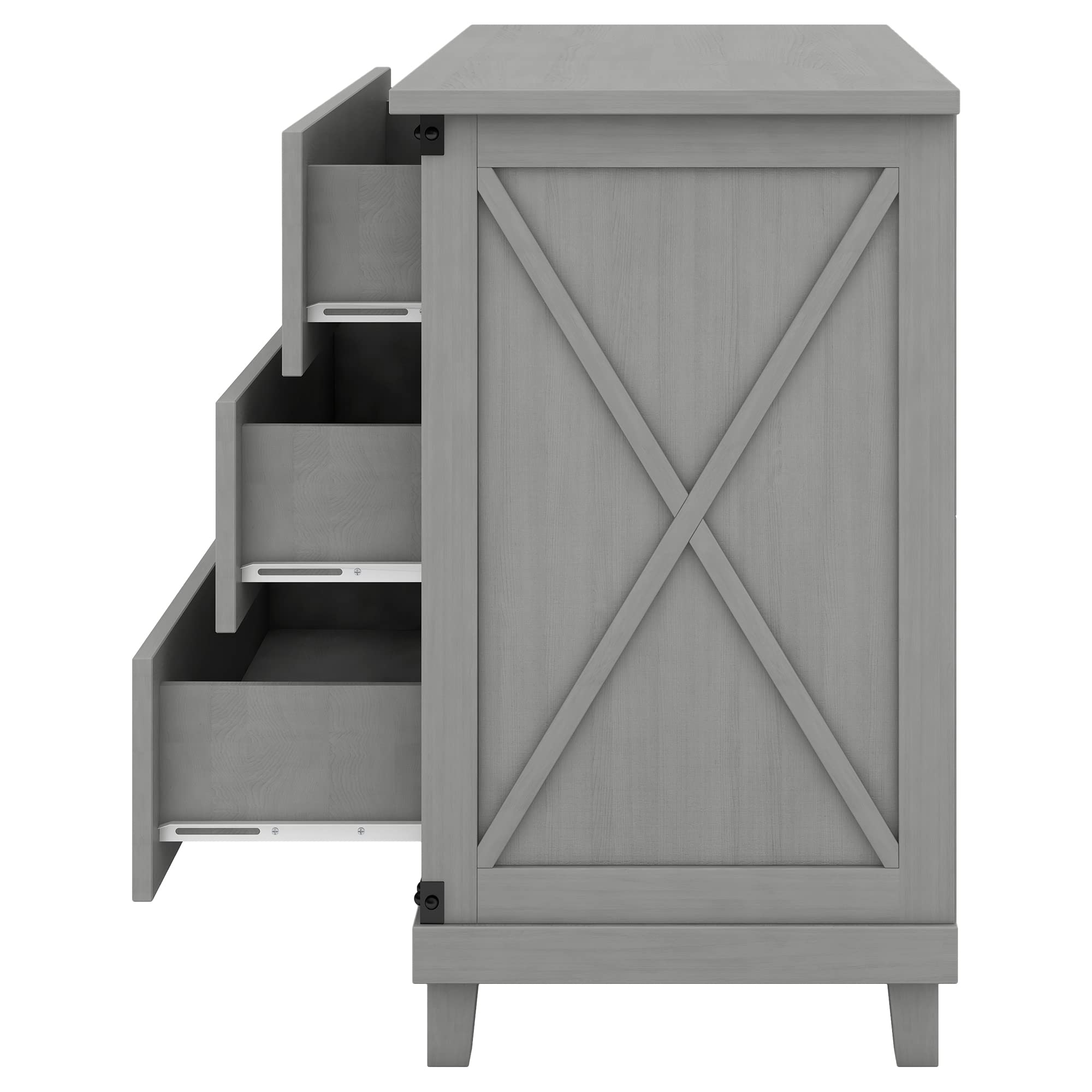 Modern Grey 3-Drawer Nightstand with Solid Pine Wood Legs - Bedside Dresser Storage Chest for Bedroom, Living Room, Closet & Entryway - Easy Assembly - Perfect for Small Spaces & Apartment Living