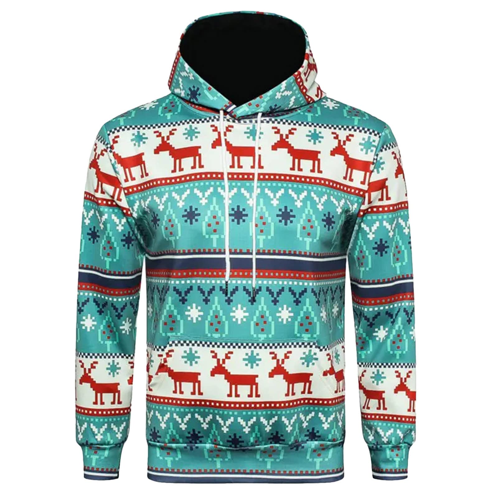 Men's Slim Fit Printed Long Sleeve Hooded Sweatshirt - Casual Pullover Top for Autumn & Christmas | Perfect for Holiday Gifts, Office Wear & Weekend Outings