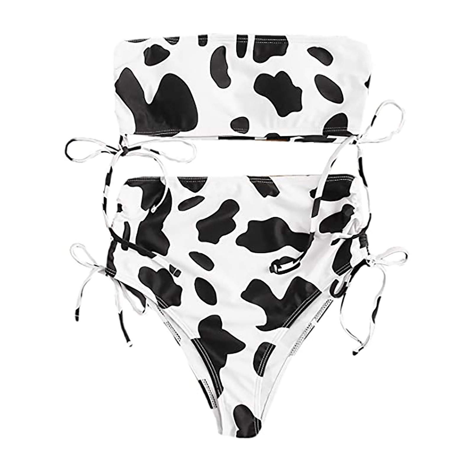 YaYiYa Women's Cow Print Bikini Set - Sexy Triangle Two Piece Swimsuit with High Slit Design | Perfect for Beach Vacation, Pool Party & Summer Fashion 2023