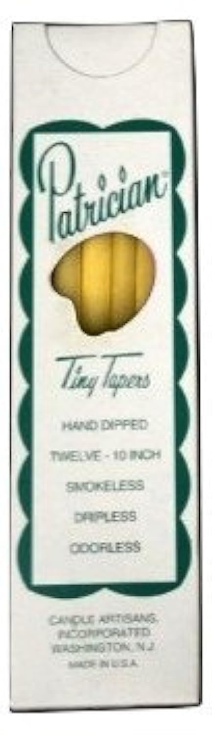 D'light Online Patrician 10 Inch Hand-Dipped Skinny Taper Candles - Set of 12 Yellow Beeswax Candles for Dining Table, Wedding Centerpieces & Romantic Decor