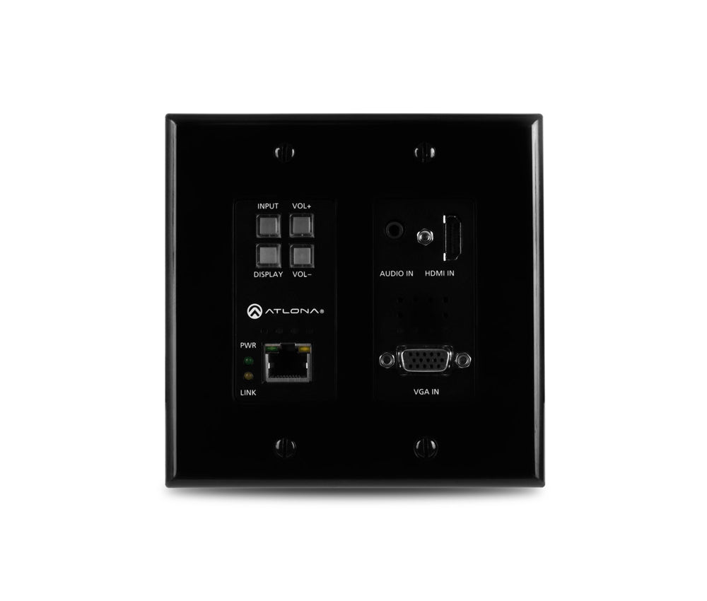 Atlona AT-HDVS-200-TX-WP-BL 2x1 HDMI VGA to HDBaseT Wall Plate Switcher with Ethernet - Ideal for Conference Rooms, Classrooms, and Digital Signage