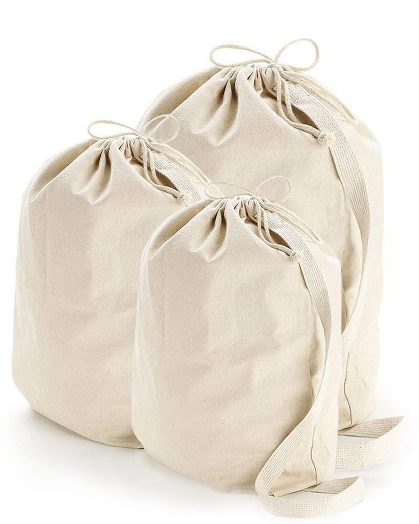 SHOPINUSA 12-Pack Heavy Duty Canvas Laundry Bags with Shoulder Straps - Small, Medium & Large Sizes (Medium) - Perfect for College Dorms, Travel & Organizing Clothes