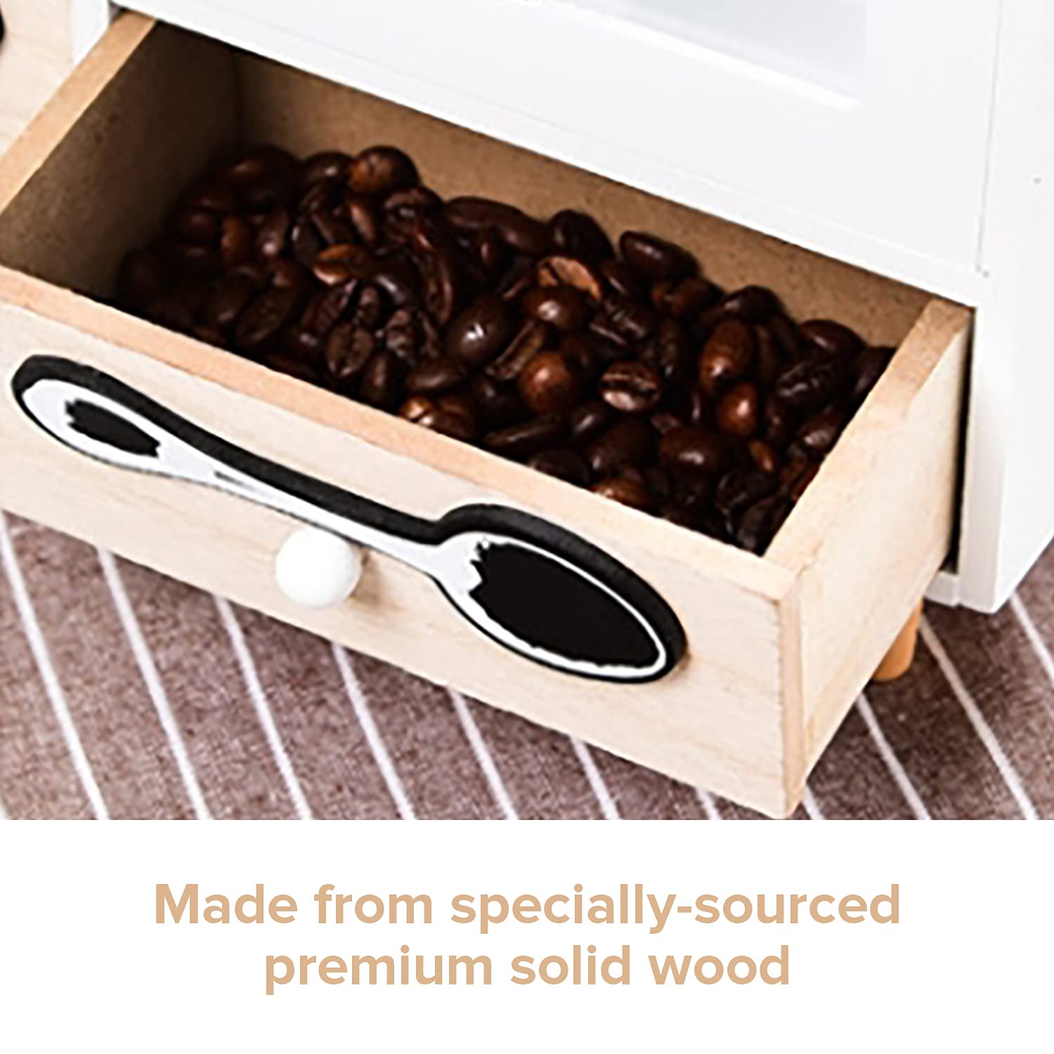 White Wooden Coffee Station Organizer with 2 Drawers - 11.8