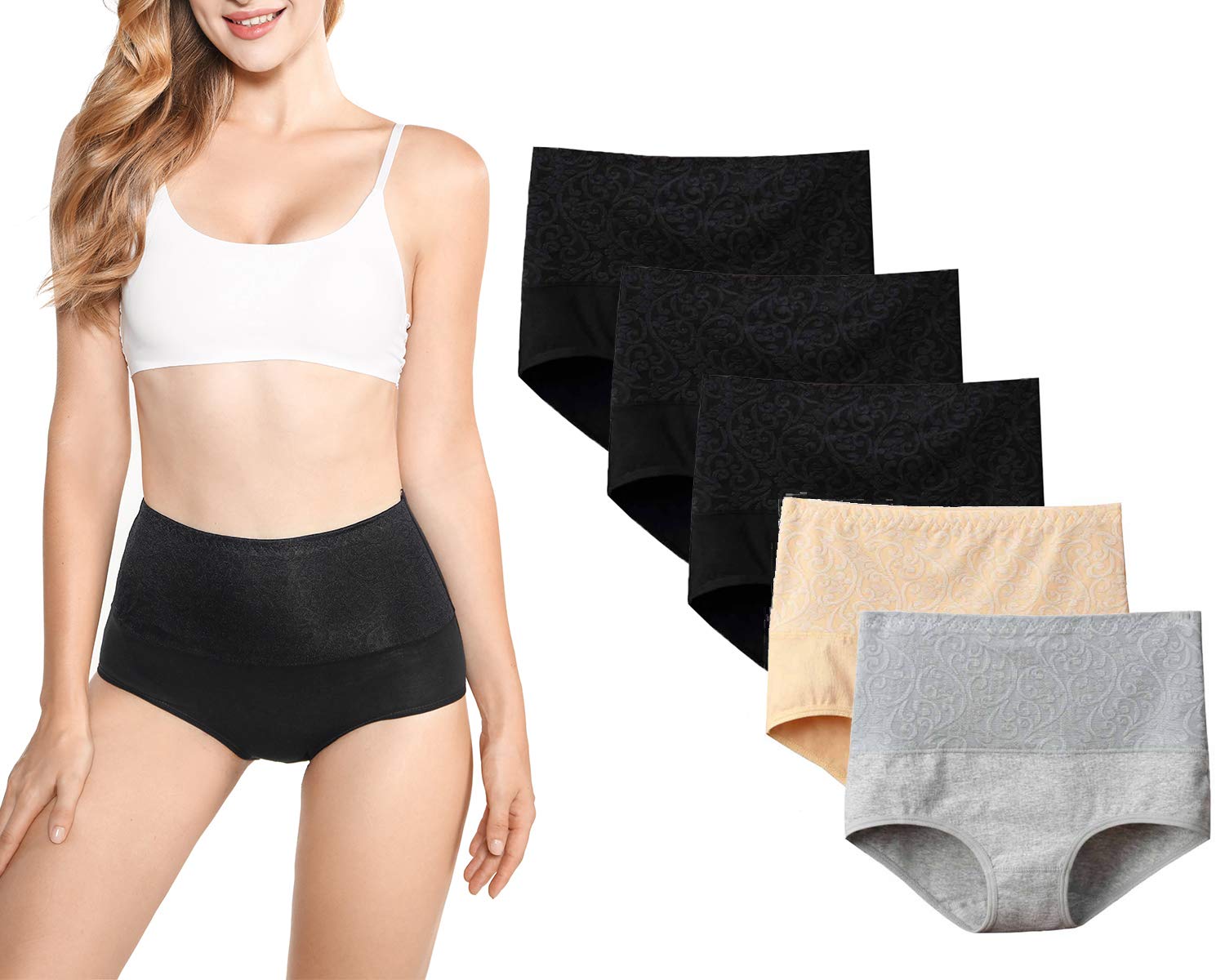 High Waist Tummy Control Cotton Underwear for Women - No Muffin Top Shapewear Brief Panties - Perfect for Everyday Wear, Workout & Postpartum Recovery