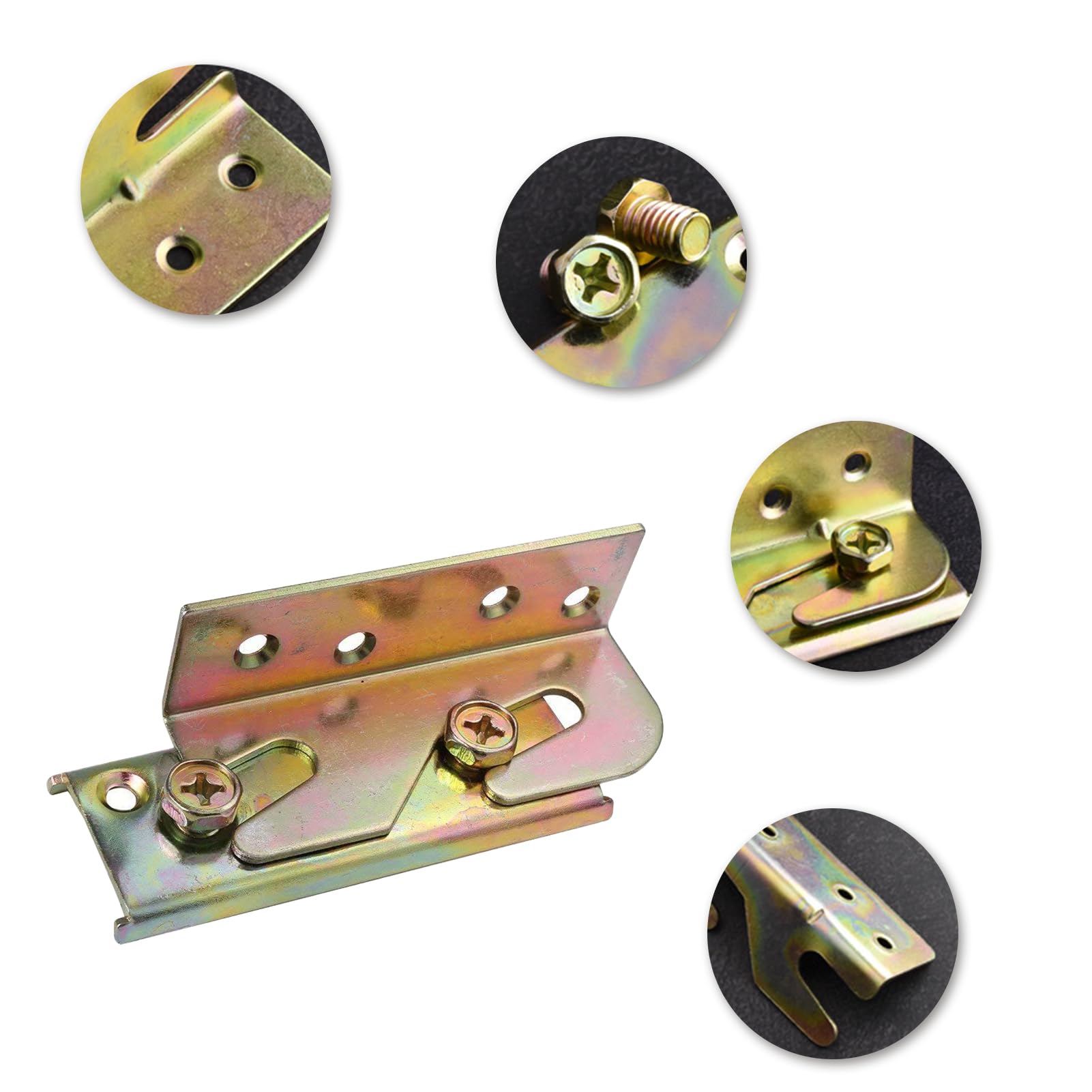 4 Sets Heavy Duty Bed Rail Brackets - Wooden Bed Frame Connectors with Screws for Secure Bed Assembly - Perfect for DIY Bed Frames, Bunk Beds & Furniture Repair
