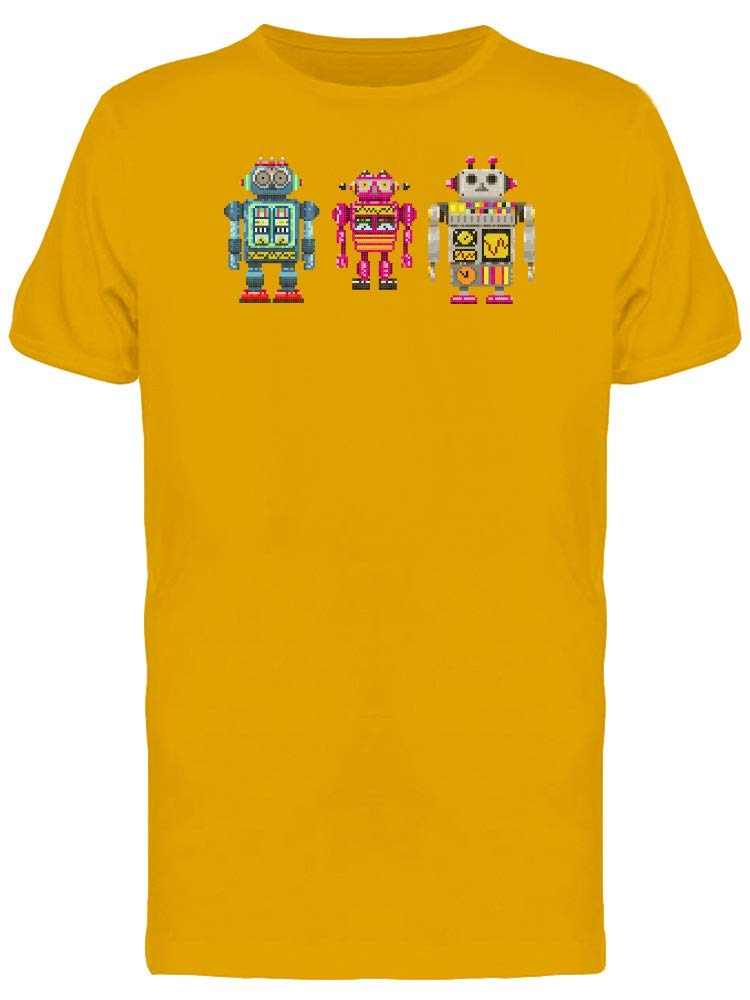 Pixel Robots Graphic T-Shirt for Men - Cool Sci-Fi Design Casual Wear for Gaming, Comic Con & Everyday Outfits