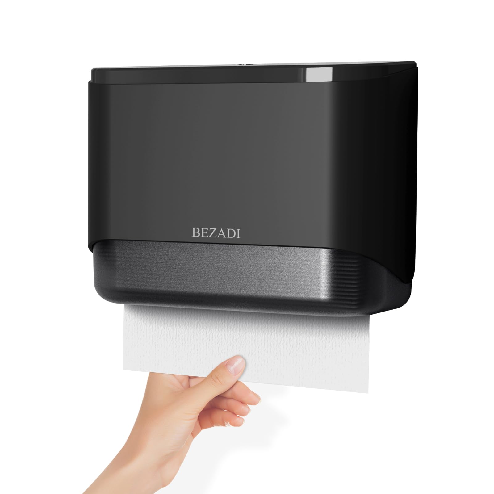 Large Capacity Wall Mount Paper Towel Dispenser with Smart Lock - Holds 200+ Sheets - Black Bathroom & Kitchen Tissue Holder for Home, Office & Restaurant Use
