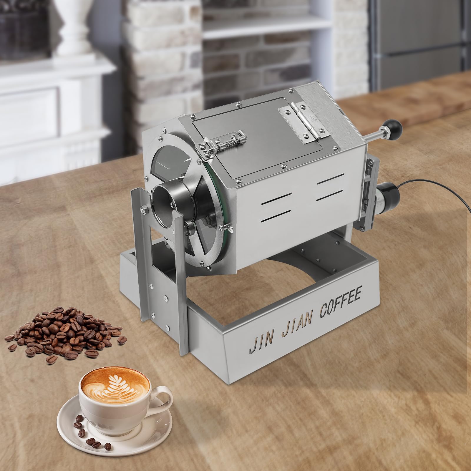 Premium Stainless Steel Drum Coffee Bean Roaster with Gas Burner - Perfect for Home Roasting, Coffee Shops & Small Batch Artisan Coffee Production