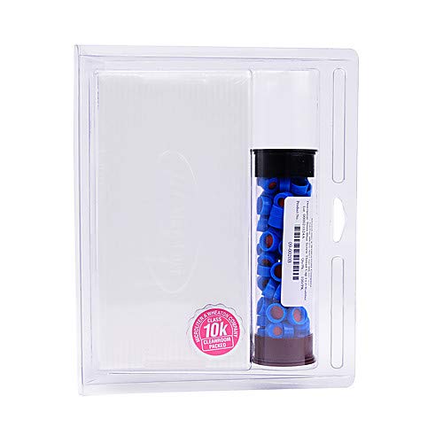 09-1030B Clear Vial Component Kit with PTFE/Silicone Septa, 9mm Cap Size, Blue Cap (Pack of 100) - Ideal for Laboratory Sample Storage, Chemical Analysis, and Pharmaceutical Applications