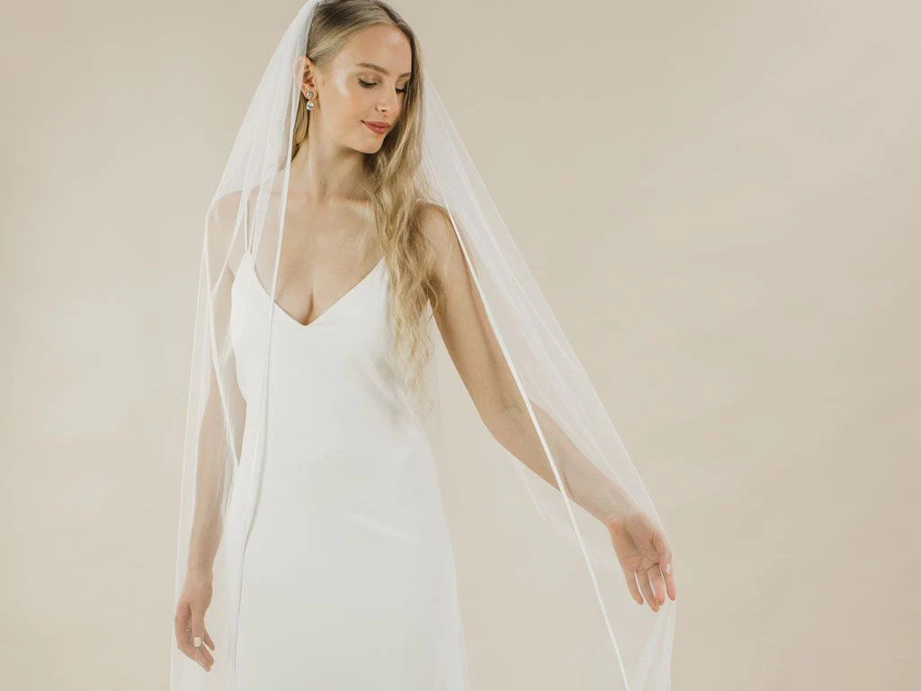 Elegant Snapdragon Single Tier Chapel Length Wedding Veil by Rainbow Club - Perfect for Bridal Ceremonies, Photos & Romantic Occasions