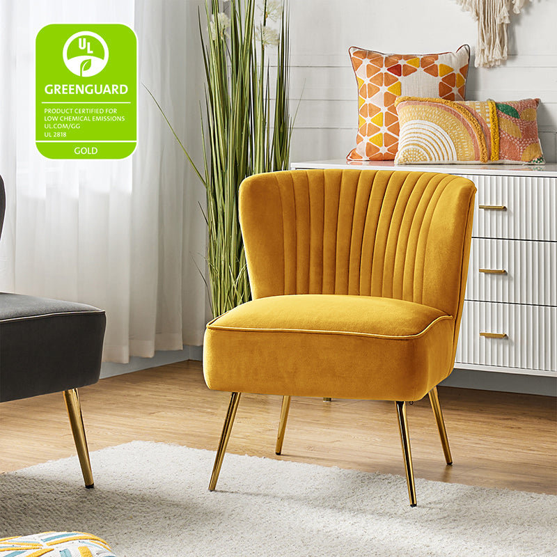 Lola Velvet Side Chair - Modern Upholstered Accent Chair for Living Room, Bedroom & Office - Soft Velvet Fabric with Sturdy Wooden Legs - Perfect for Dining, Lounge & Home Decor