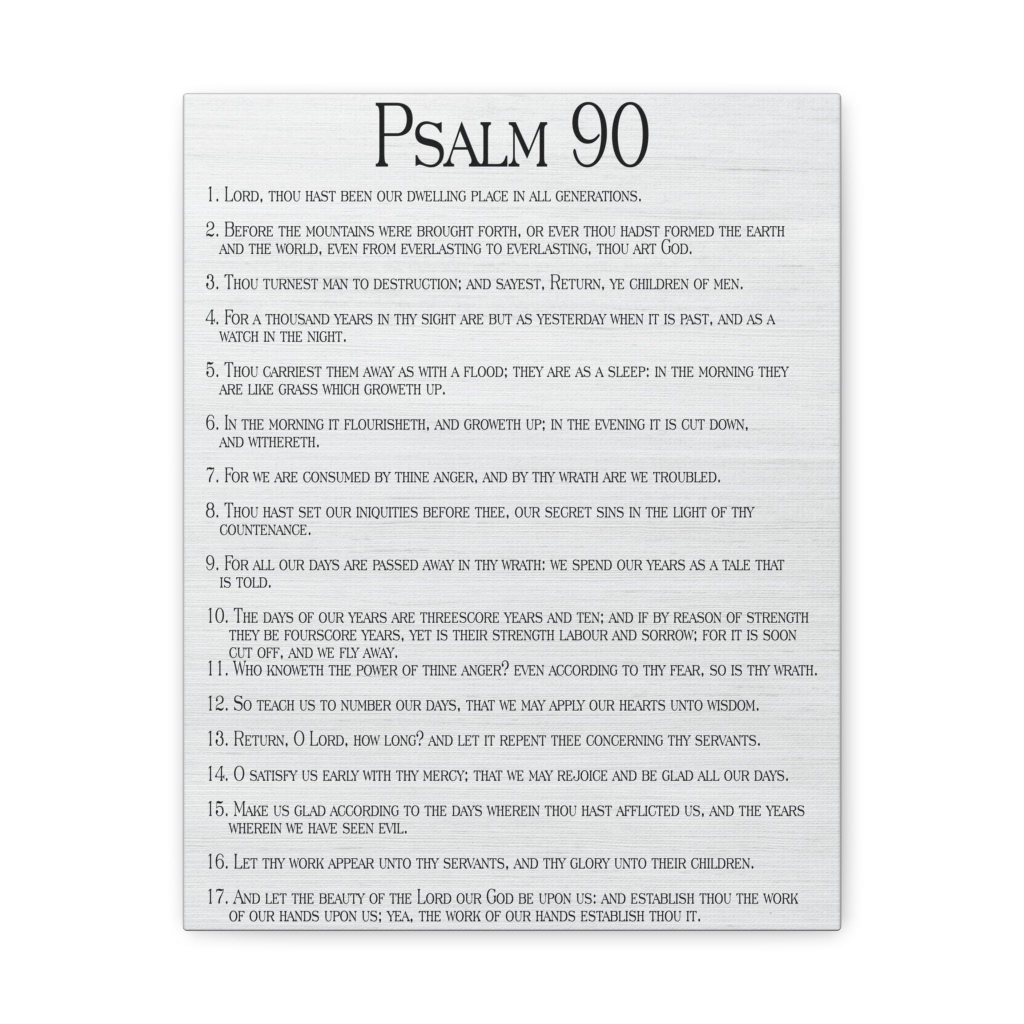 Bible Verse Canvas Wall Art - Psalm 90 'How Time Flies' Christian Scripture Print - Inspirational Religious Home Decor for Living Room, Bedroom & Church