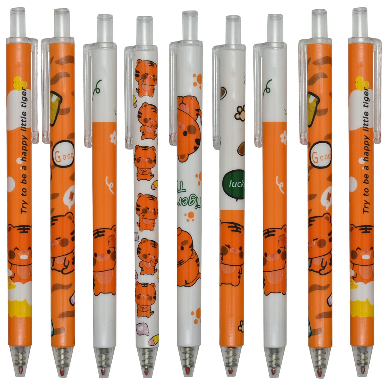 Maydahui 12 Pack Cute Cartoon Tiger Gel Pens - Retractable Black Ink Writing Pens for Kids, Boys, School, Office & Party Supplies - Perfect for Note Taking, Homework, Gift Giving & Art Projects