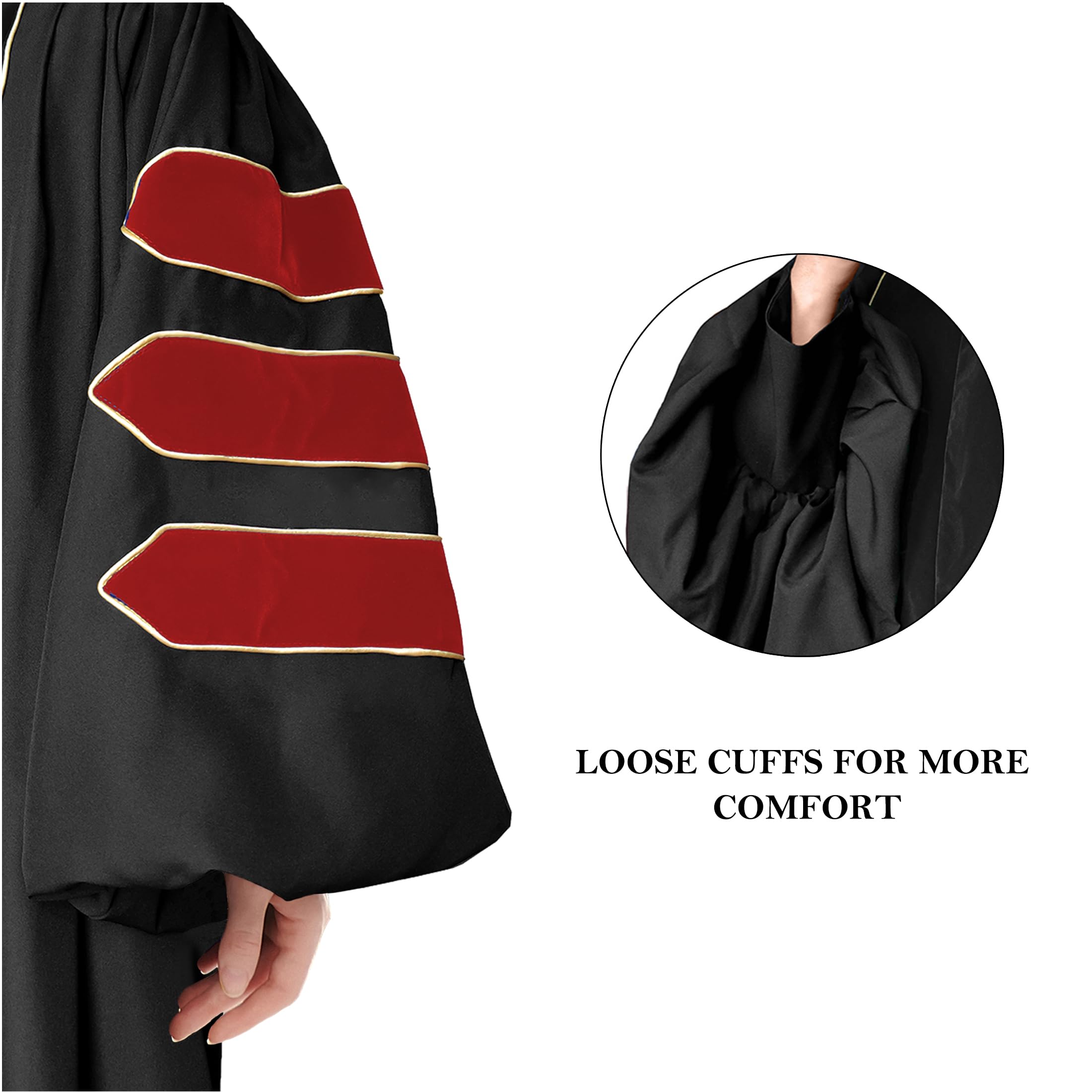 Premium Unisex Doctoral Graduation Gown & 8-Sided Tam Cap Set with Gold Piping - PhD Regalia for Commencement Ceremonies & Academic Celebrations