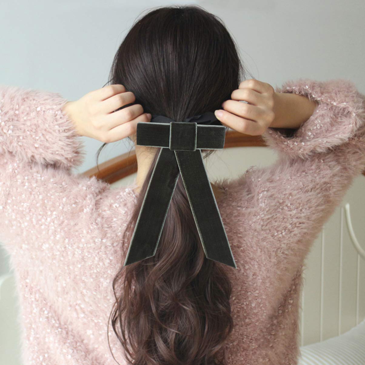 Lurrose Large Hair Bow Clips - French Barrettes Spring Hair Accessories for Women & Girls (Green) | Perfect for Weddings, Parties, School & Daily Fashion Styling