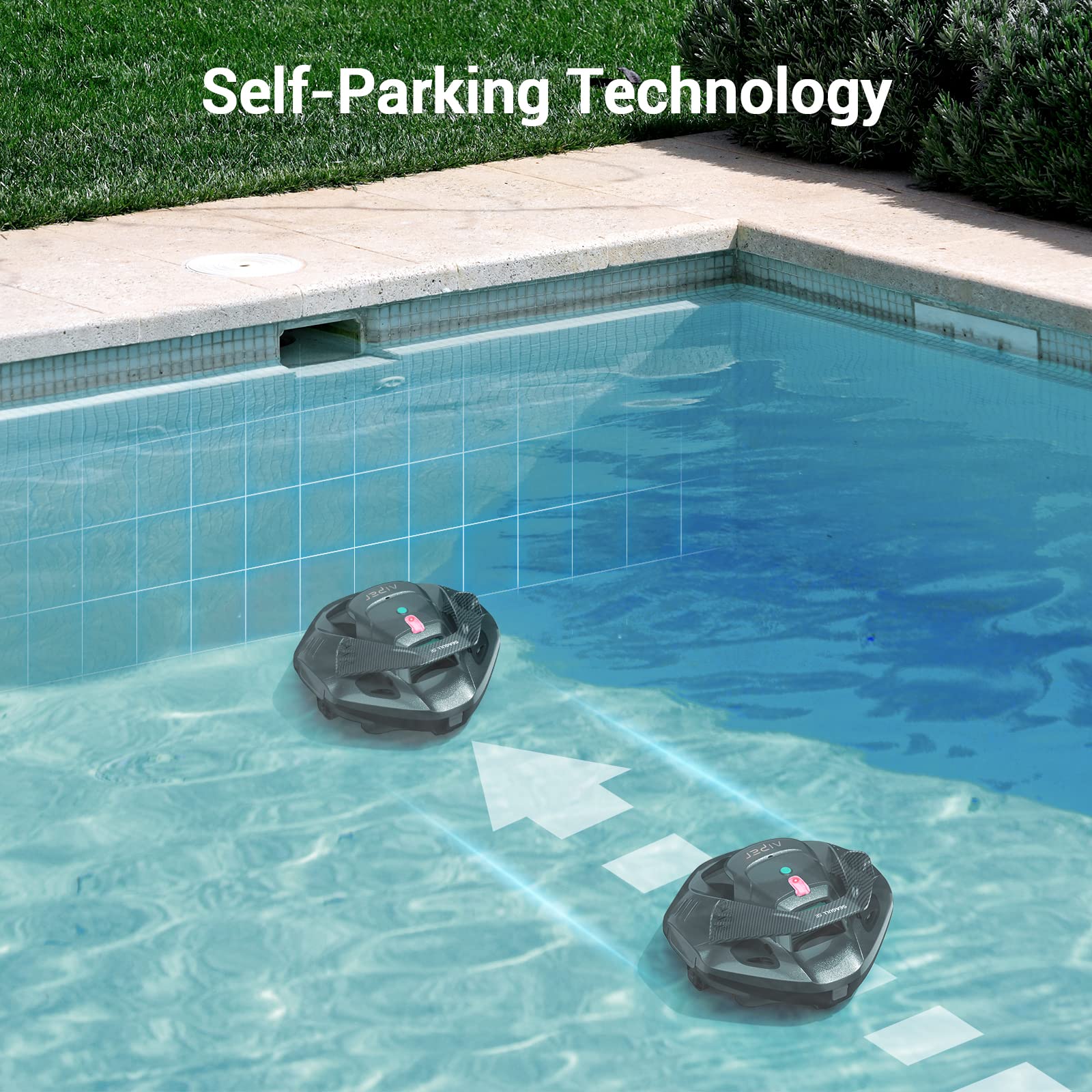 AIPER Cordless Robotic Pool Cleaner for Above-Ground Flat Pools - 90 Min Runtime, Self-Parking Tech, Lightweight Design | Perfect for Weekly Pool Maintenance & Quick Cleaning