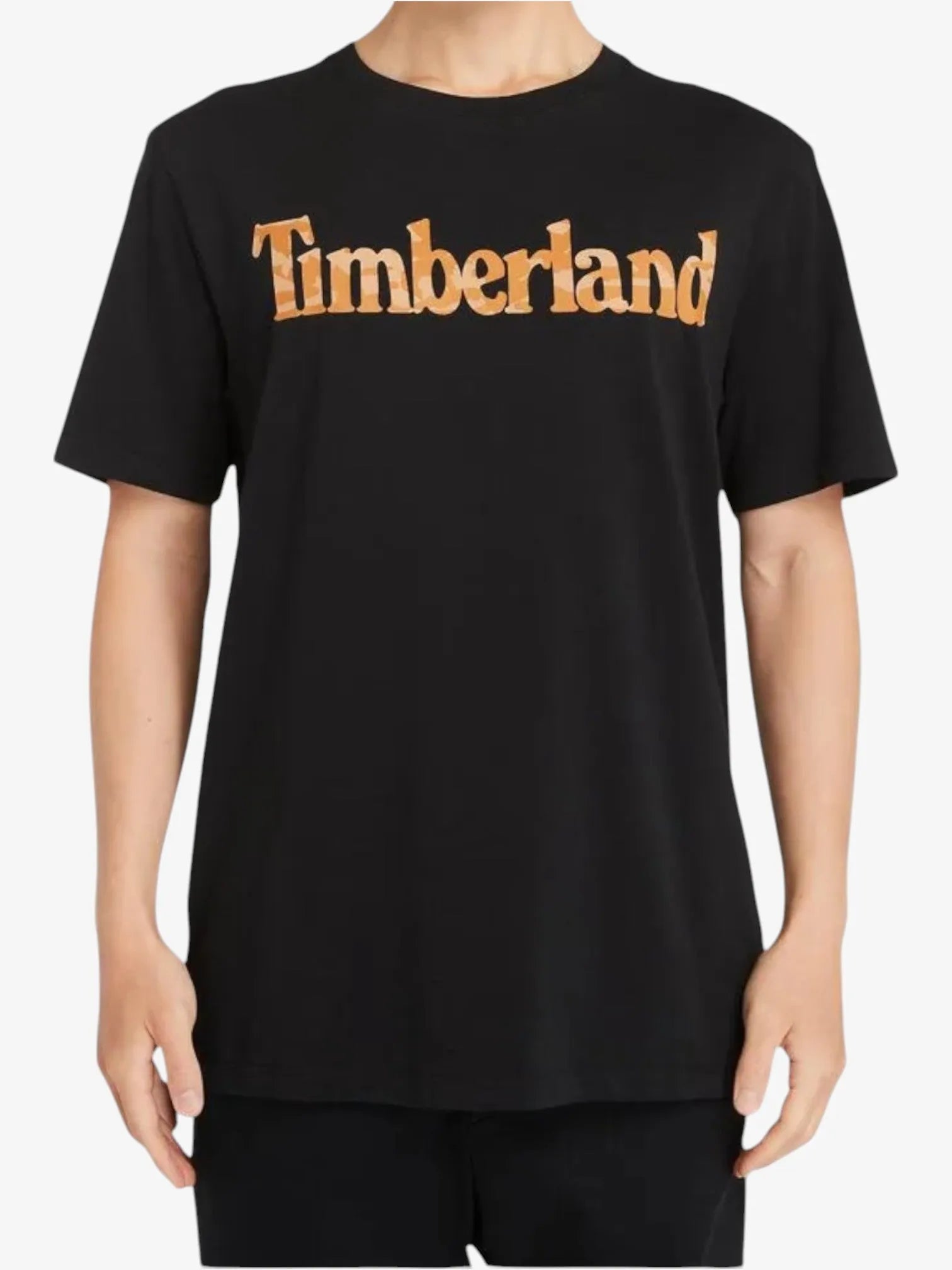 Timberland Wordmark Camo Black T-Shirt for Men - Comfortable Casual Wear for Outdoor Adventures & Everyday Style