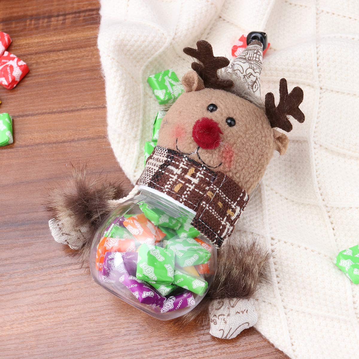 3Pcs Christmas Candy Jars - Xmas Elk, Santa, Snowman Clear Plastic Candy Containers for Holiday Party Decorations | Perfect for Home, Office & Gift Giving