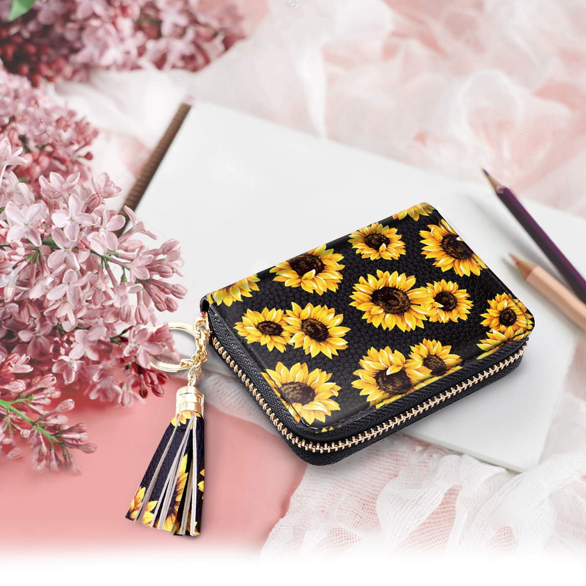 RFID Blocking Glitter Credit Card Holder for Women - Slim Small Wallet with Multiple Card Slots - Perfect for Travel, Shopping & Everyday Use