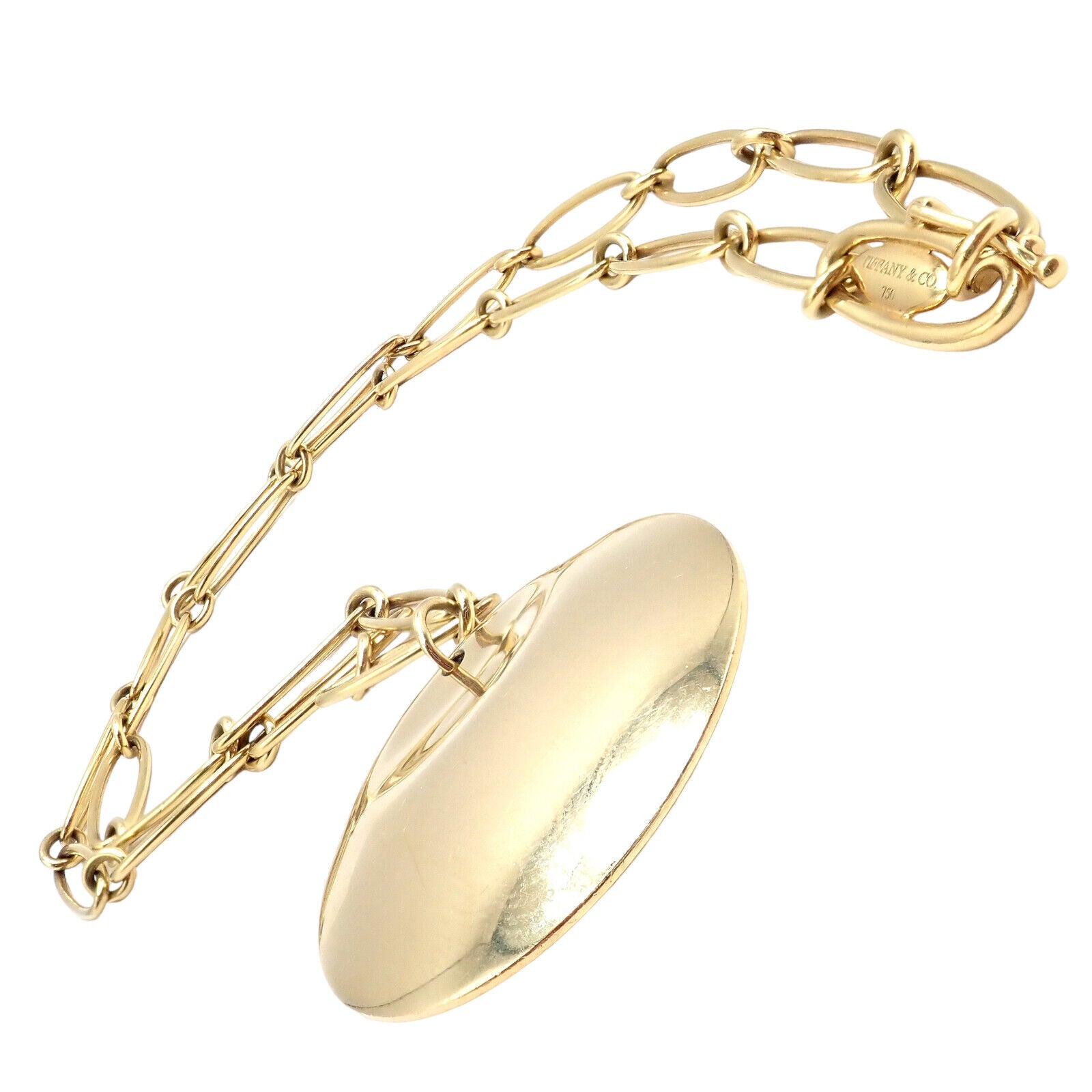 Authentic Tiffany & Co Peretti 18k Yellow Gold 30mm Disc Pendant Necklace - Elegant Jewelry Gift for Women, Perfect for Weddings, Anniversaries & Special Occasions