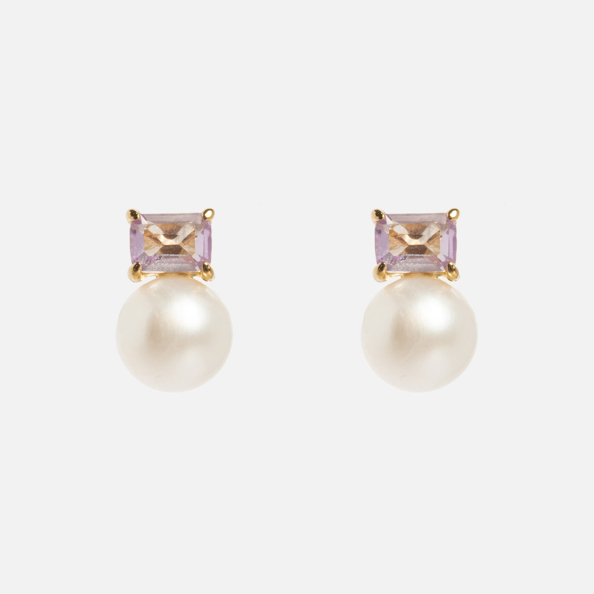 Solid Gold 2025 June Birthstone Alexandrite & Pearl Stud Earrings - Perfect Gift for Graduation, Anniversary & Special Occasions