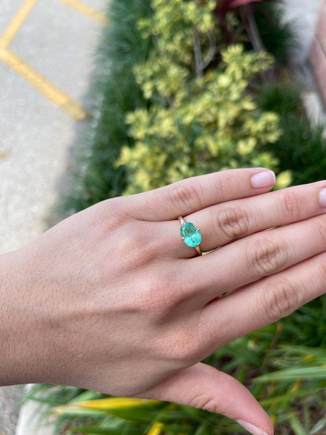 2.37 Carat Oval East to West Emerald Solitaire Ring in 14K Gold - 4 Prong Setting, Special Price & Layaway Options - Perfect for Engagement, Anniversary & Everyday Elegance
