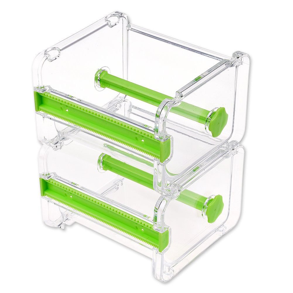 2-Pack Washi Tape Dispenser and Cutter - Roll Tape Holder Organizer for Masking, DIY, and Sticker Tapes - Desktop Storage Box Case in Green - Perfect for Scrapbooking, Gift Wrapping, and Crafting