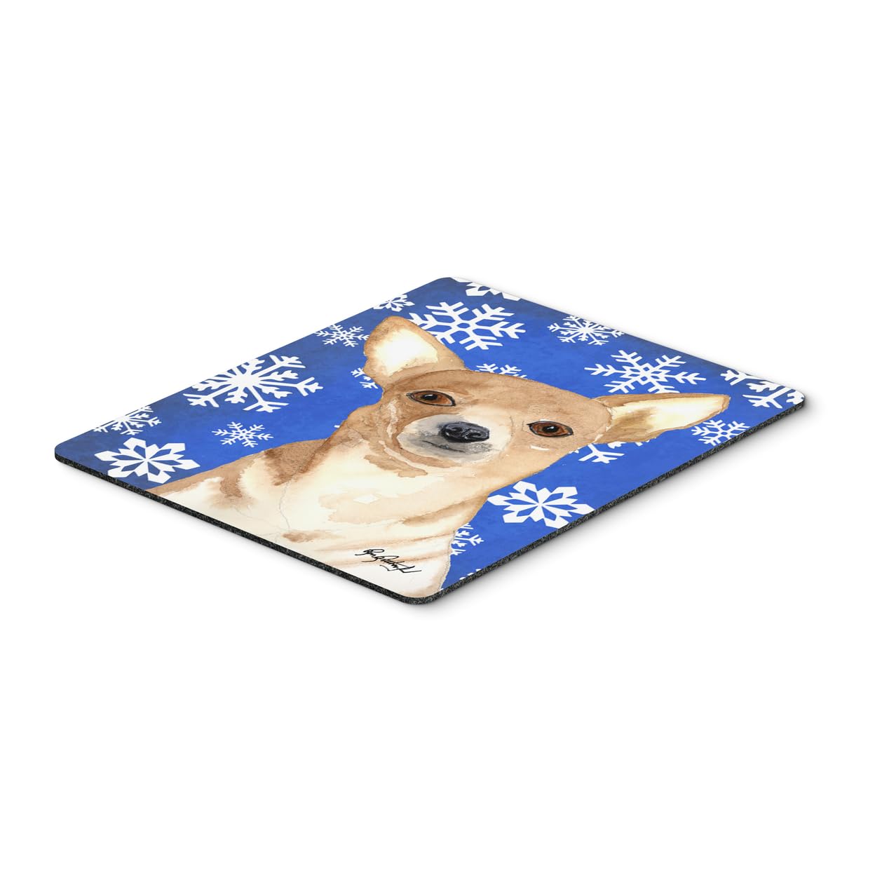 Caroline's Treasures RDR3011MP Chihuahua Winter Snowflakes Mouse Pad - Non-Slip Large Desk Mat for Home Office, Gaming & Computer Work - Washable Hot Pad & Trivet for Kitchen Use - Perfect Holiday Gift for Pet Lovers