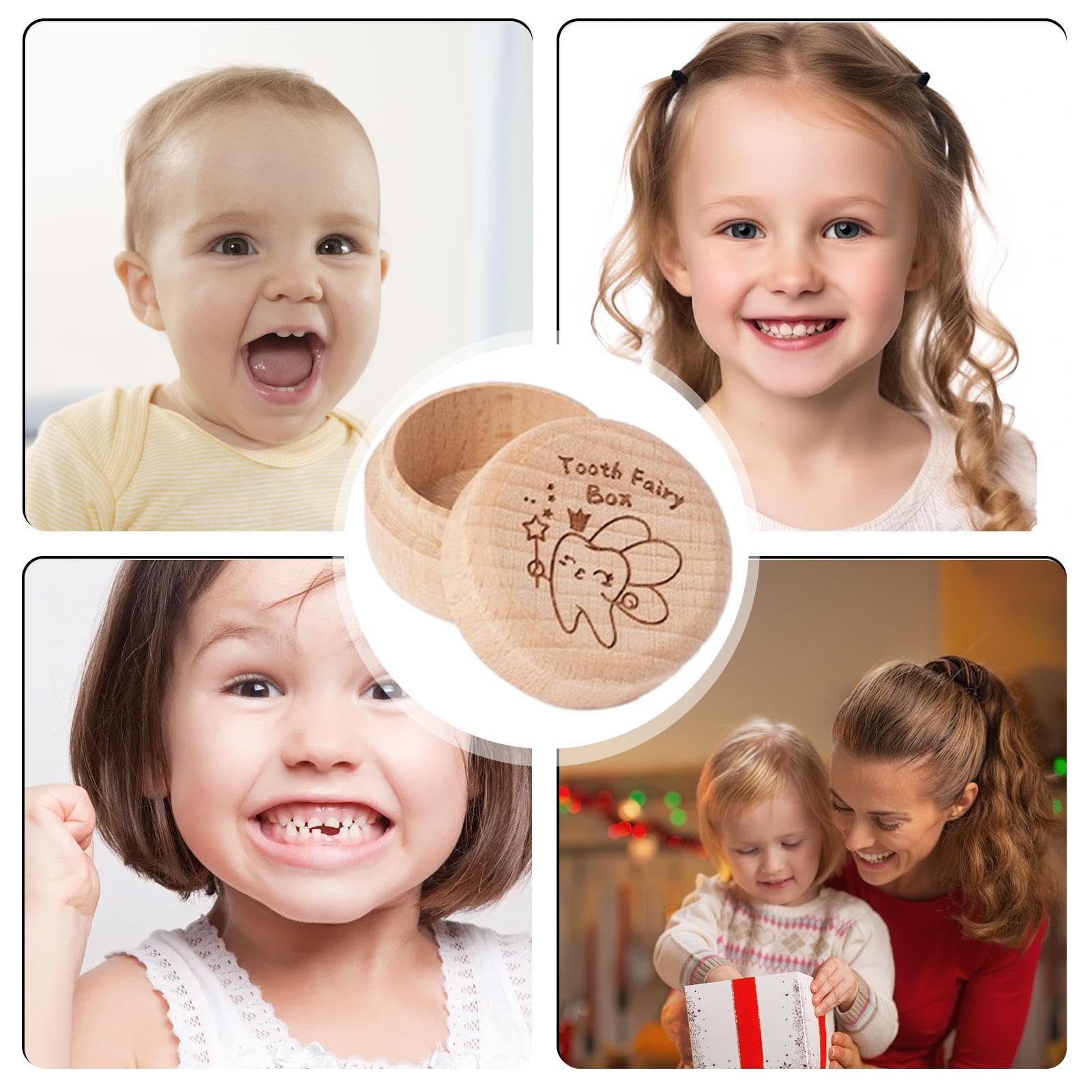 GYOUZA Wooden Baby Tooth Keepsake Box - First Tooth Storage Container for Boys & Girls | Fairy Tooth Saver Gift for Baby Shower, Birthday & Milestone Celebrations | Perfect for Preserving Childhood Memories & Creating Tooth Fairy Traditions