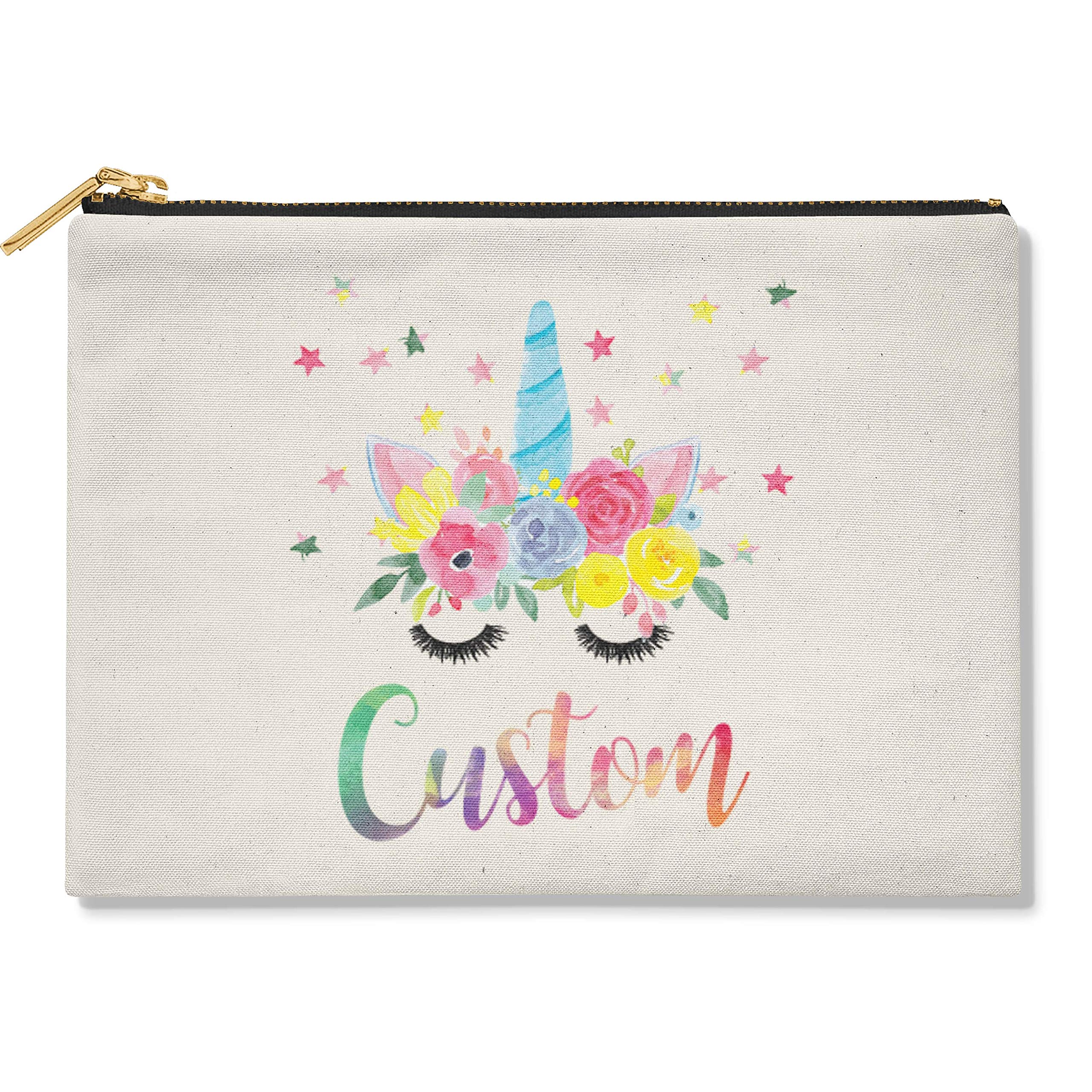 Personalized Unicorn Makeup Bag - Watercolor Design Cosmetic Pouch with Name Customization, Cute Gift for Women & Girls - 10