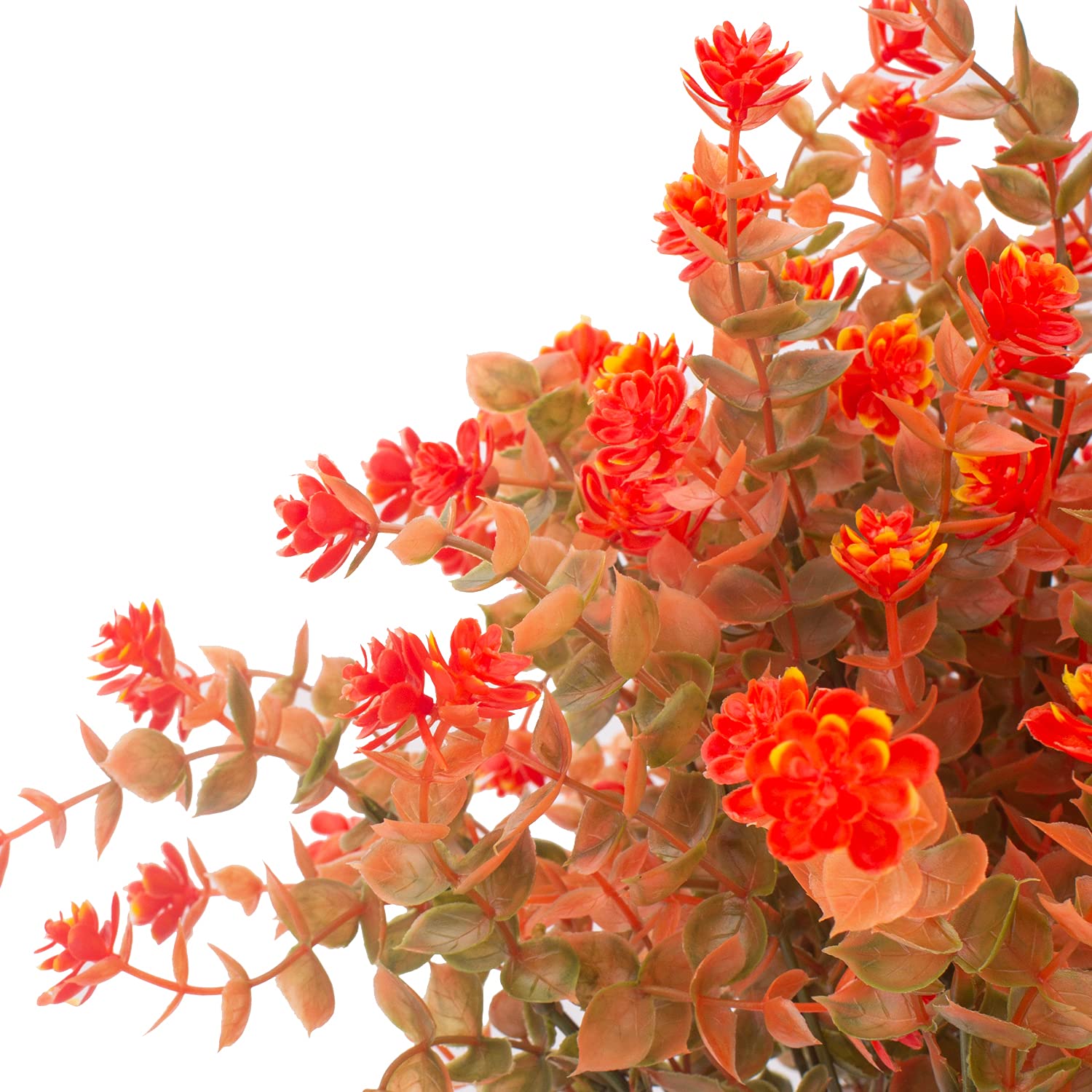 UV Resistant Artificial Fall Flowers - Fake Outdoor Autumn Plants for Home, Kitchen, Christmas & Thanksgiving Decor (Fall Orange) | Perfect for Seasonal Centerpieces, Porch Displays, and Festive Table Settings