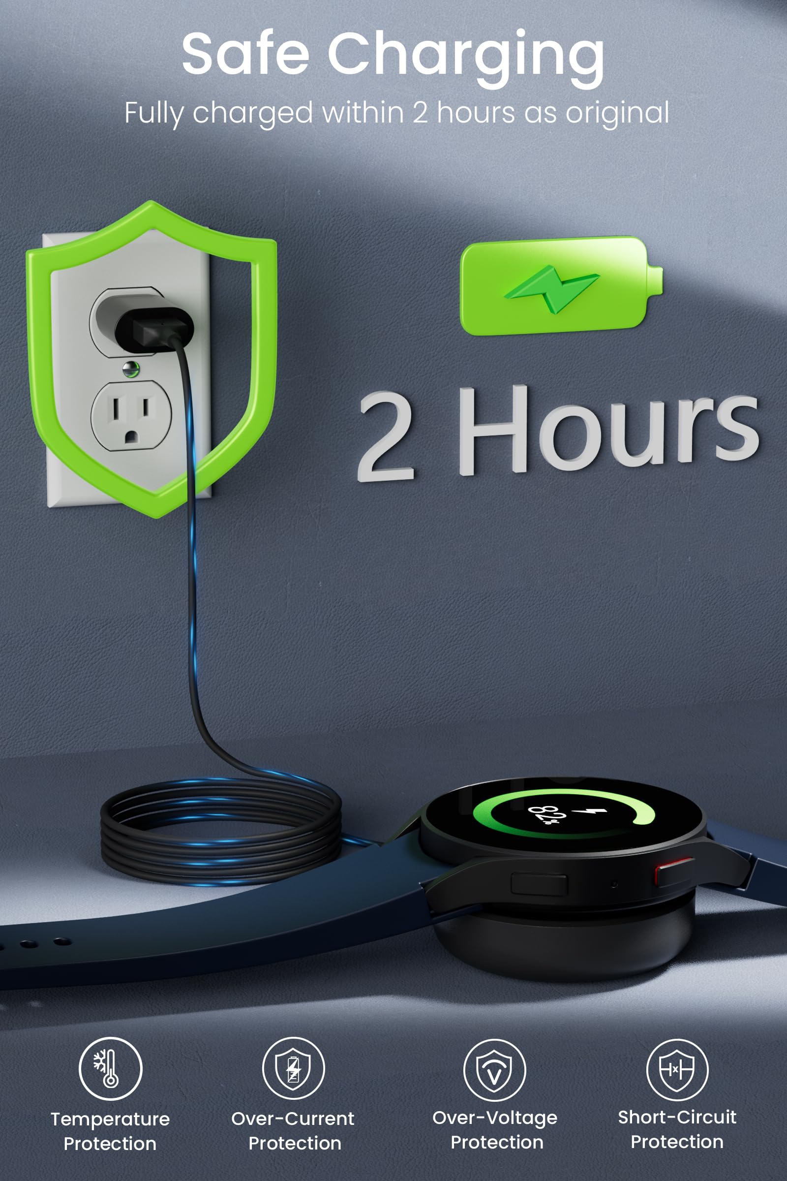 Samsung Galaxy Watch Charger - USB Wireless Charging Dock Compatible with Galaxy Watch 7/Ultra/6/6 Classic/5/5 Pro/4/4 Classic/3/Fe/Active 2 | Fast Charging Cable for Samsung Smartwatch Accessories | Perfect for Home, Office & Travel Use
