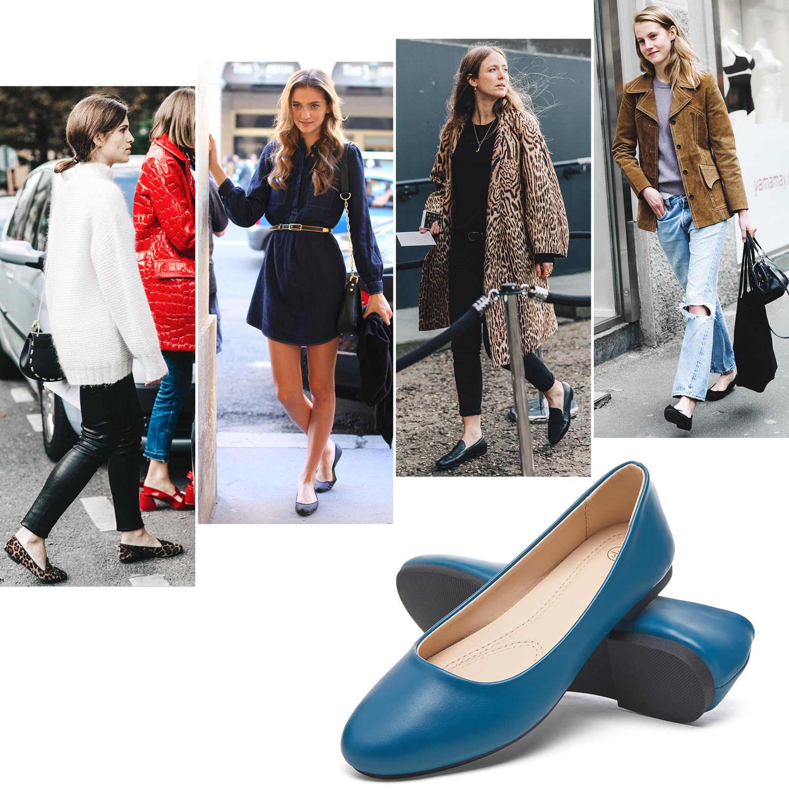 **Hash Bubbie Women's Ballet Flats - Comfortable PU Leather Slip-On Dress Shoes for Women | Perfect for Work, Office, and Casual Outfits**