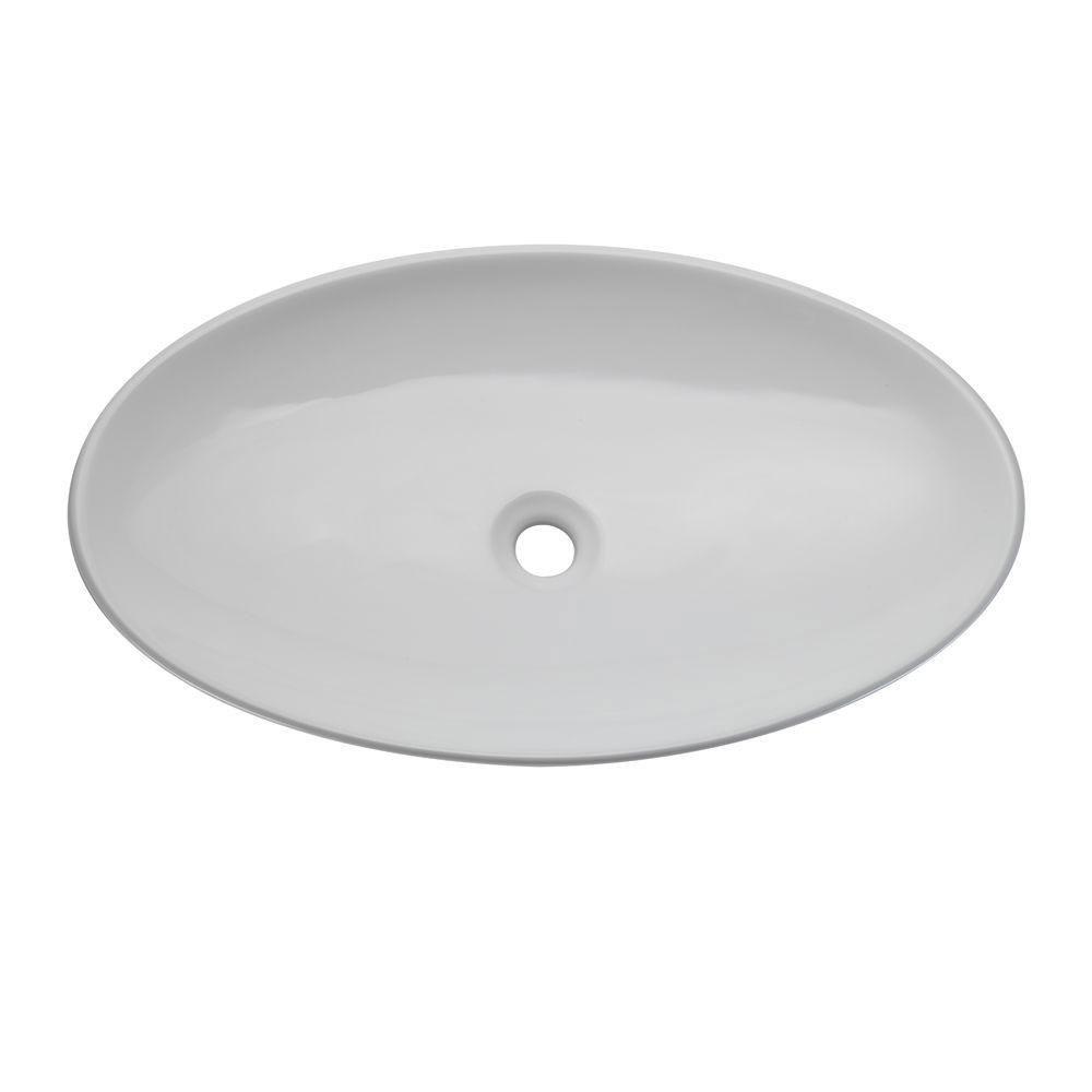 Decolav 1448 CWH White Oval Vessel Sink - Classic Redefined Bathroom Vanity Basin for Modern & Traditional Homes | Perfect for Master Bath, Powder Room, or Guest Bathroom Renovations
