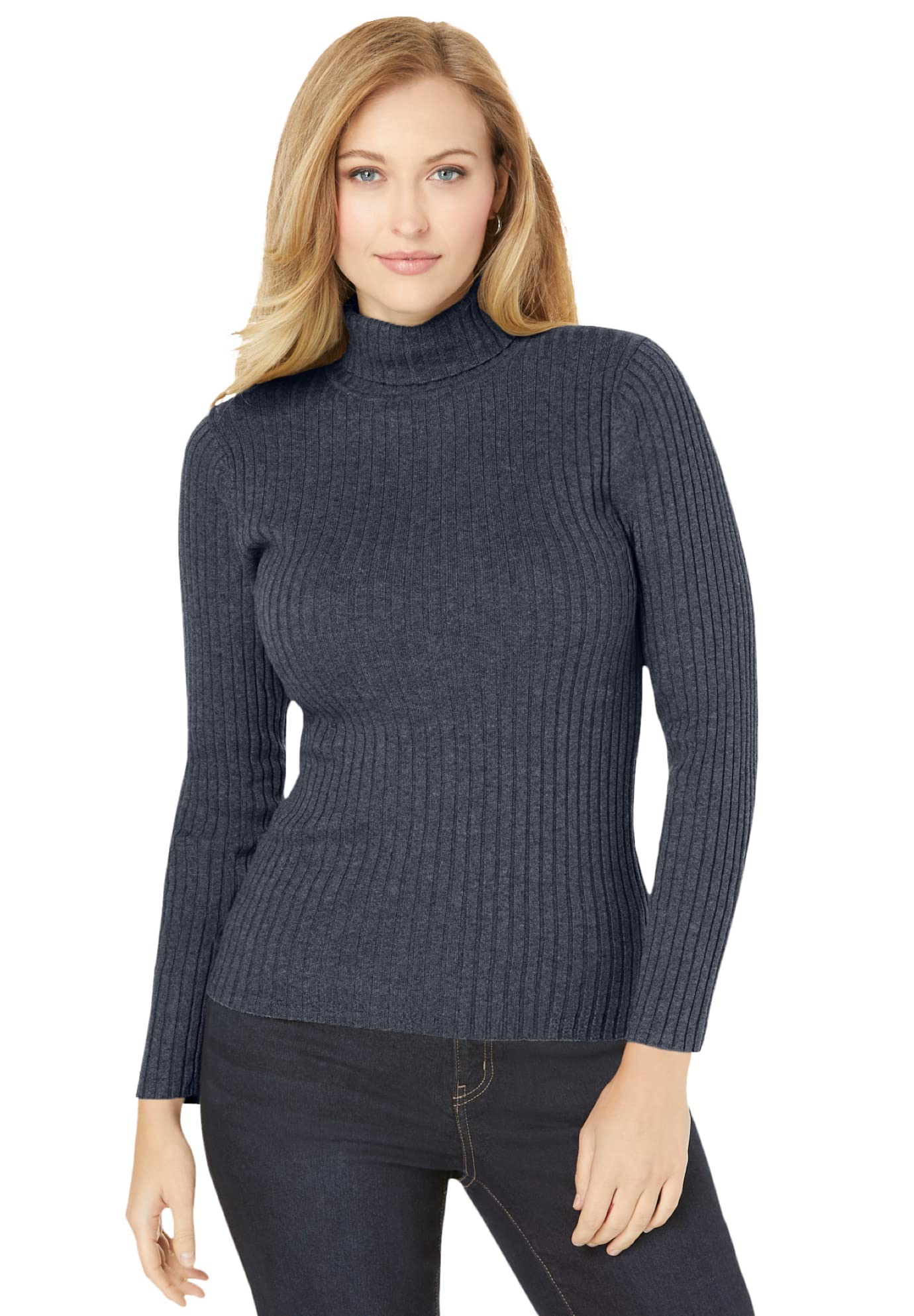 Jessica London Plus Size Cotton Turtleneck Sweater for Women - Cozy Winter Wear