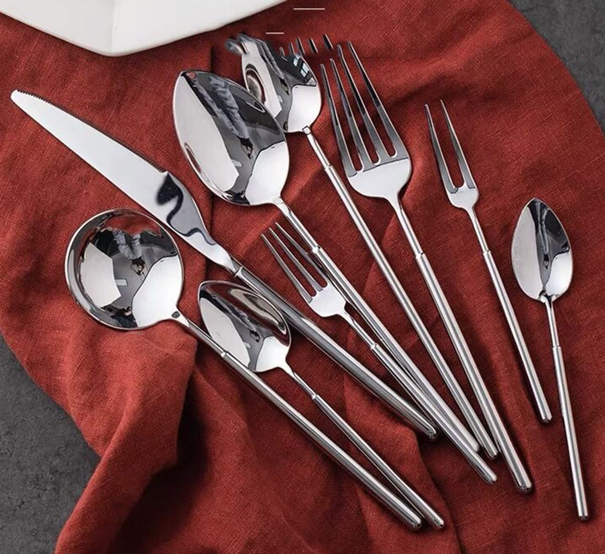 IKXO 90-Piece Stainless Steel Flatware Set for 10 - Premium 304 Silverware Cutlery Set for Kitchen, Party, Restaurant & Hotel - Dishwasher Safe - Perfect for Dining, Entertaining & Catering Events