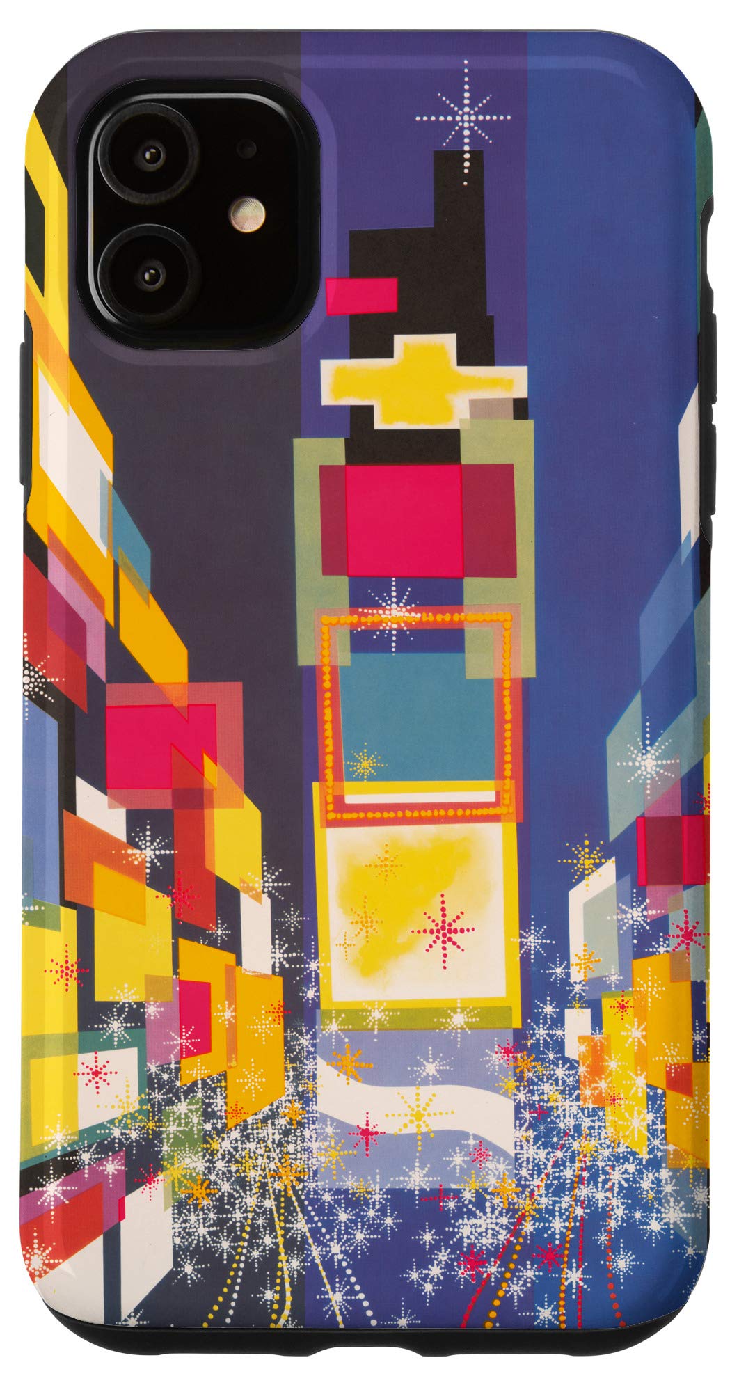 Vintage iPhone 11 Case - Mid Century Modern Space Age Design with New York City Skyline | Perfect for Urban Fashion & Tech Accessories Lovers