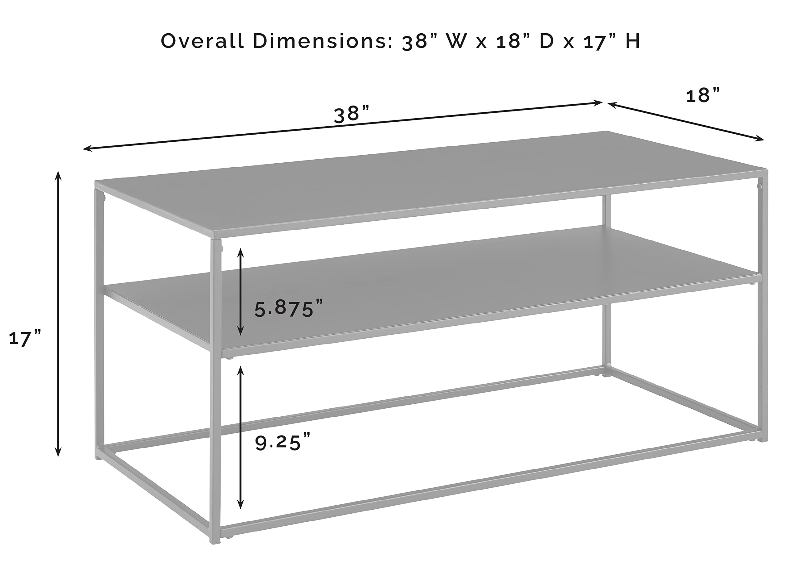 Crosley Braxton Metal Coffee Table with Storage Shelf - Matte Black for Living Room Decor