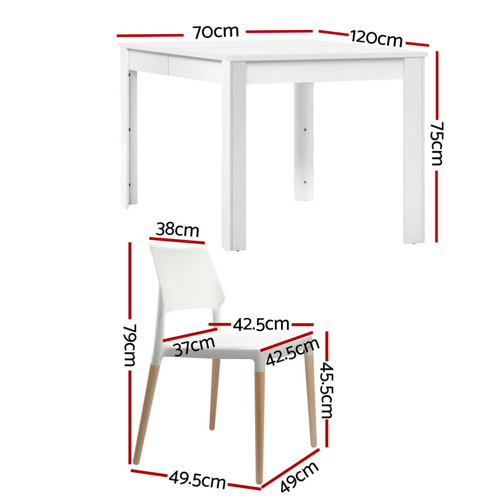 Artiss 5-Piece White Wood Dining Table Set with 4 Chairs - Perfect for Kitchen, Dining Room & Small Space Gatherings