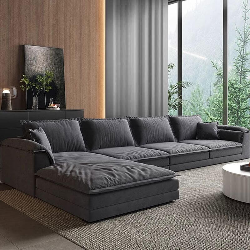 L-Shaped & Straight Right Sofa Chaise Lounge with Concealed Support - Modern Sectional Couch for Living Room, Home Theater & Small Spaces