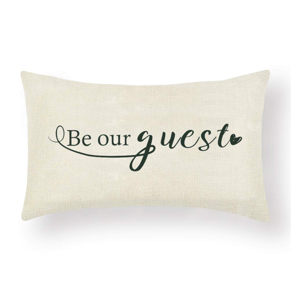 Artscope Welcome Throw Pillow Covers 12''x20'' - Be Our Guest Quote Lumbar Cushion Covers for Home Decor, Housewarming Gifts, Living Room & Bedroom Accents - Perfect for Sofa, Couch and Guest Room Styling